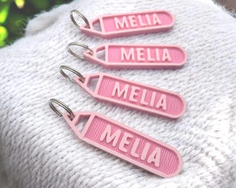 4 Namensanhänger, Zipperanhänger ,Anhänger mit Namen,Schlüsselanhänger,Anhänger für Reißverschlüsse oder Schlüssel
