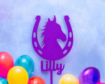 Cake-Topper Hufeisen Pferd ,Kindergeburtstag,personalisiert mit Namen