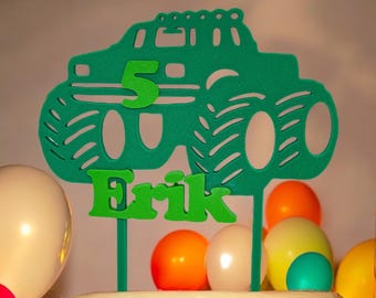 Cake-Topper Monster-Truck Kindergeburtstag,personalisiert mit Namen und Zahl, Tortenstecker