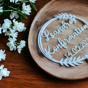 Cake Topper zur Konfirmation mit Name und Datum personalisiert, große Ausführung, Tortenstecker, Caketopper Bild 2