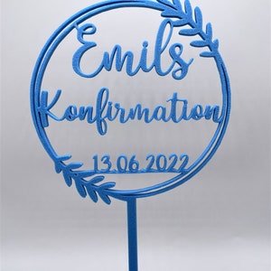 Cake Topper zur Konfirmation mit Name und Datum personalisiert, große Ausführung, Tortenstecker, Caketopper Bild 6