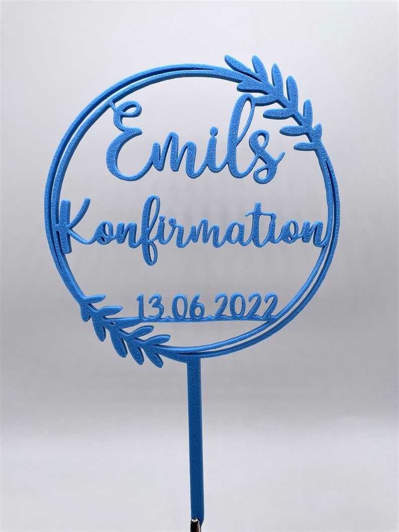 Cake Topper zur Konfirmation mit Name und Datum personalisiert, große Ausführung, Tortenstecker, Caketopper Bild 6