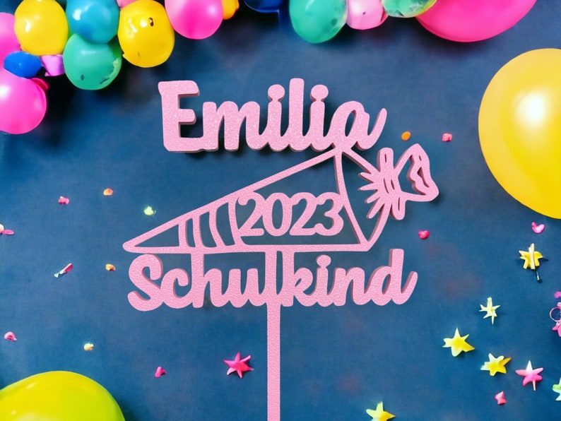 Cake topper for school enrollment, personalized with name and year of enrollment, cake topper, cake topper, school child image 4