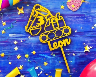 Cake-Topper Bagger Kindergeburtstag,personalisiert mit Namen und Zahl, Tortenstecker