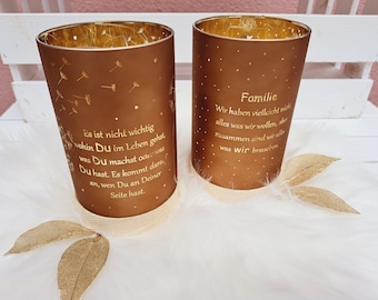 Deko-Licht 15cm/mit Spruch/braun-gold/LED/Timer/2 Varianten