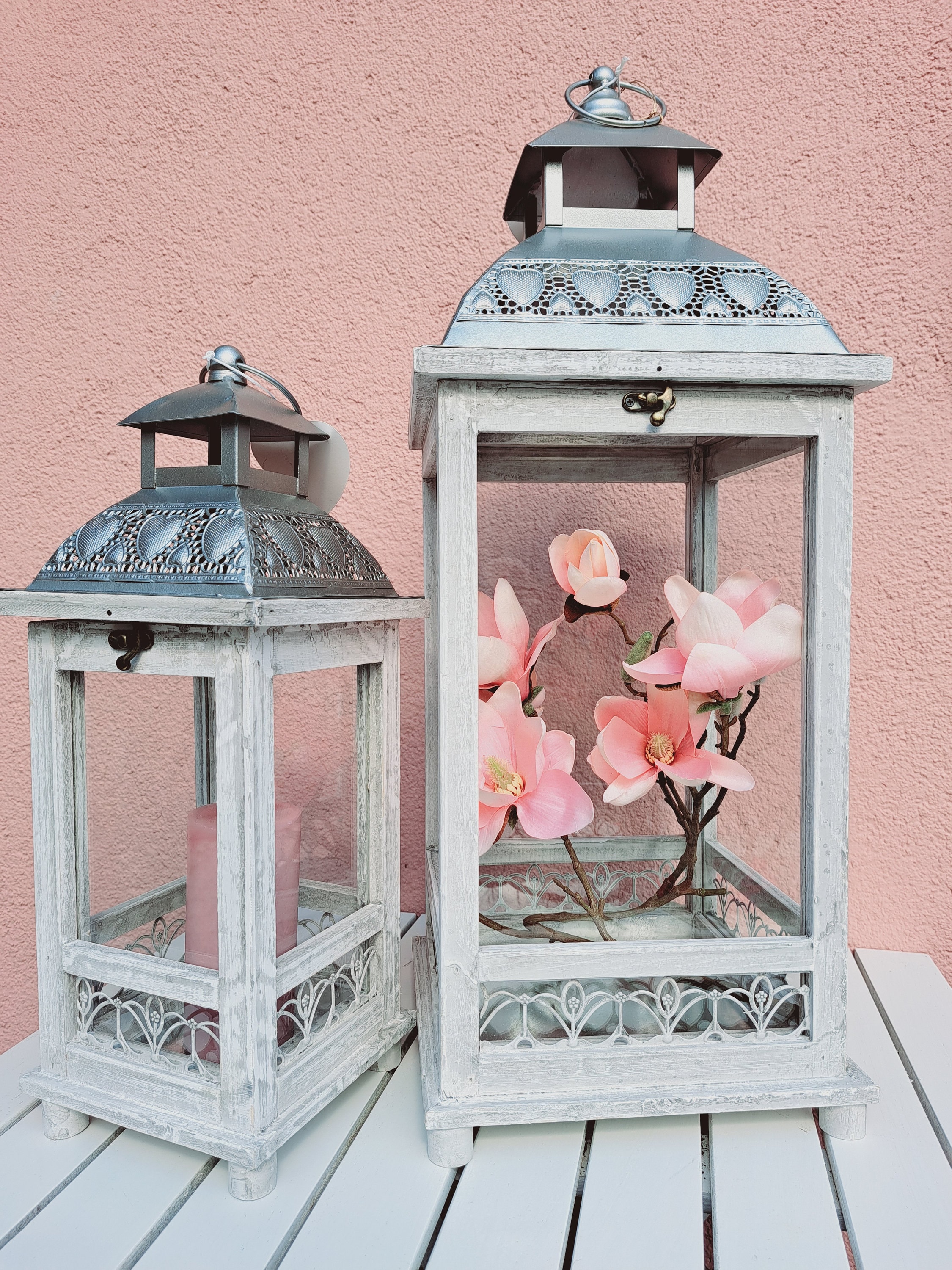 White wood lantern