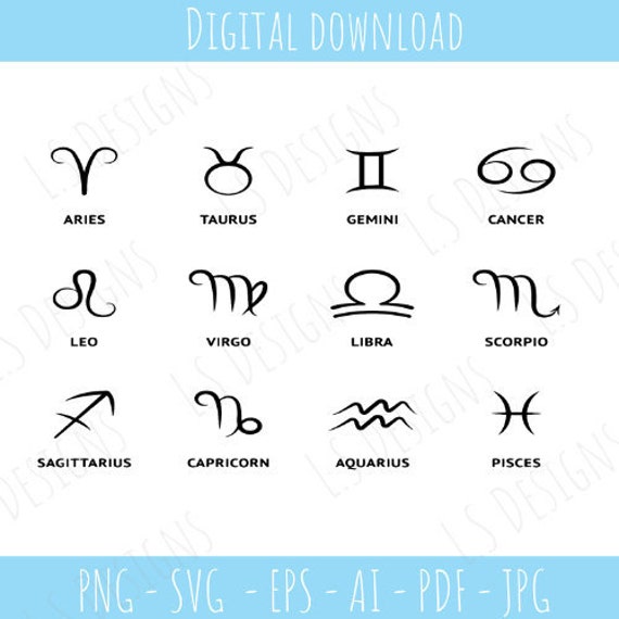 Zodiac Sign SVG Bundle Zodiac Horoscope Svg Bundle Astrology | Etsy