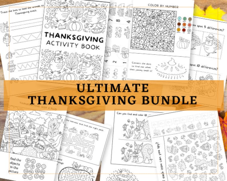Thanksgiving Ultimate Family Bundle digital pdf file Activity Pages/Bingo/I Am Thankful Pages/Placemats image 1