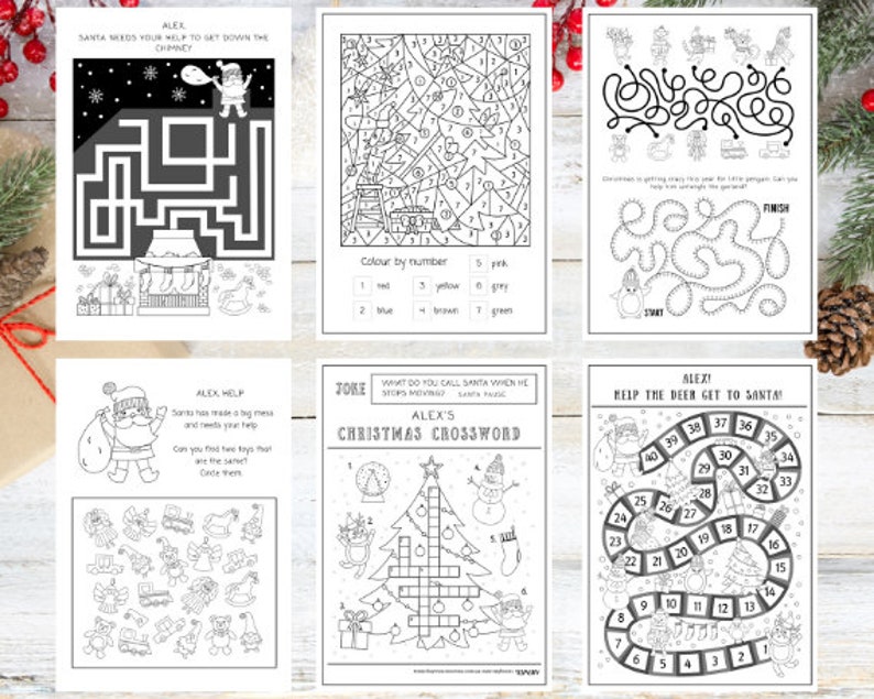 PERSONALISED Christmas Activity Book 32 pages of festive fun PDF FILE image 2