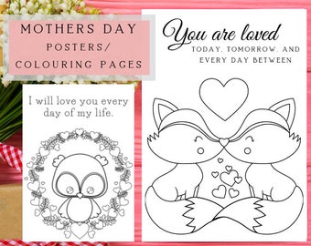 Mothers Day Colouring pages/posters