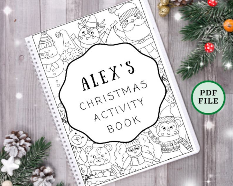 PERSONALISED Christmas Activity Book 32 pages of festive fun PDF FILE image 1