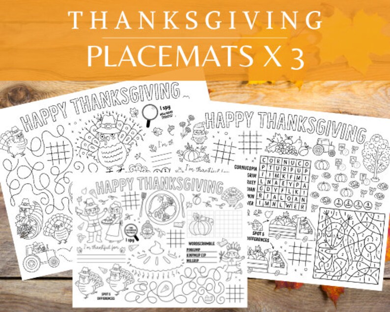 Thanksgiving Ultimate Family Bundle digital pdf file Activity Pages/Bingo/I Am Thankful Pages/Placemats image 4