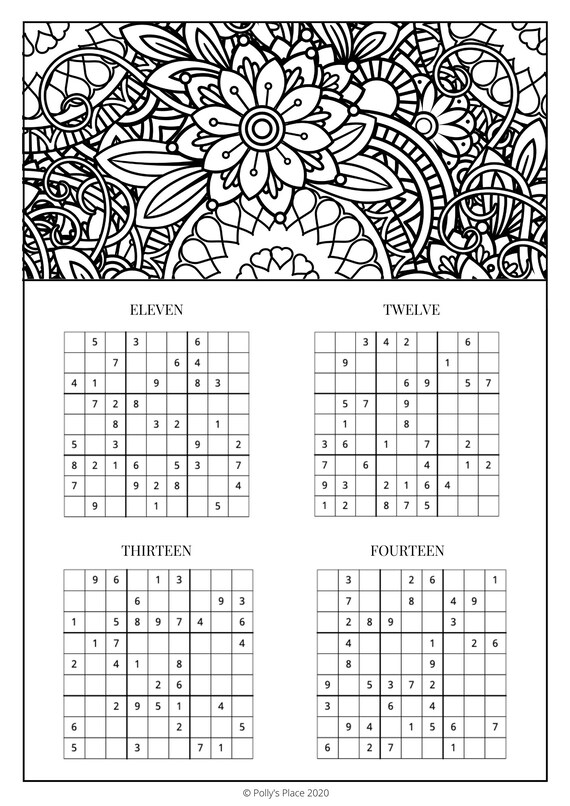 sudoku colouring book pdf file etsy ireland