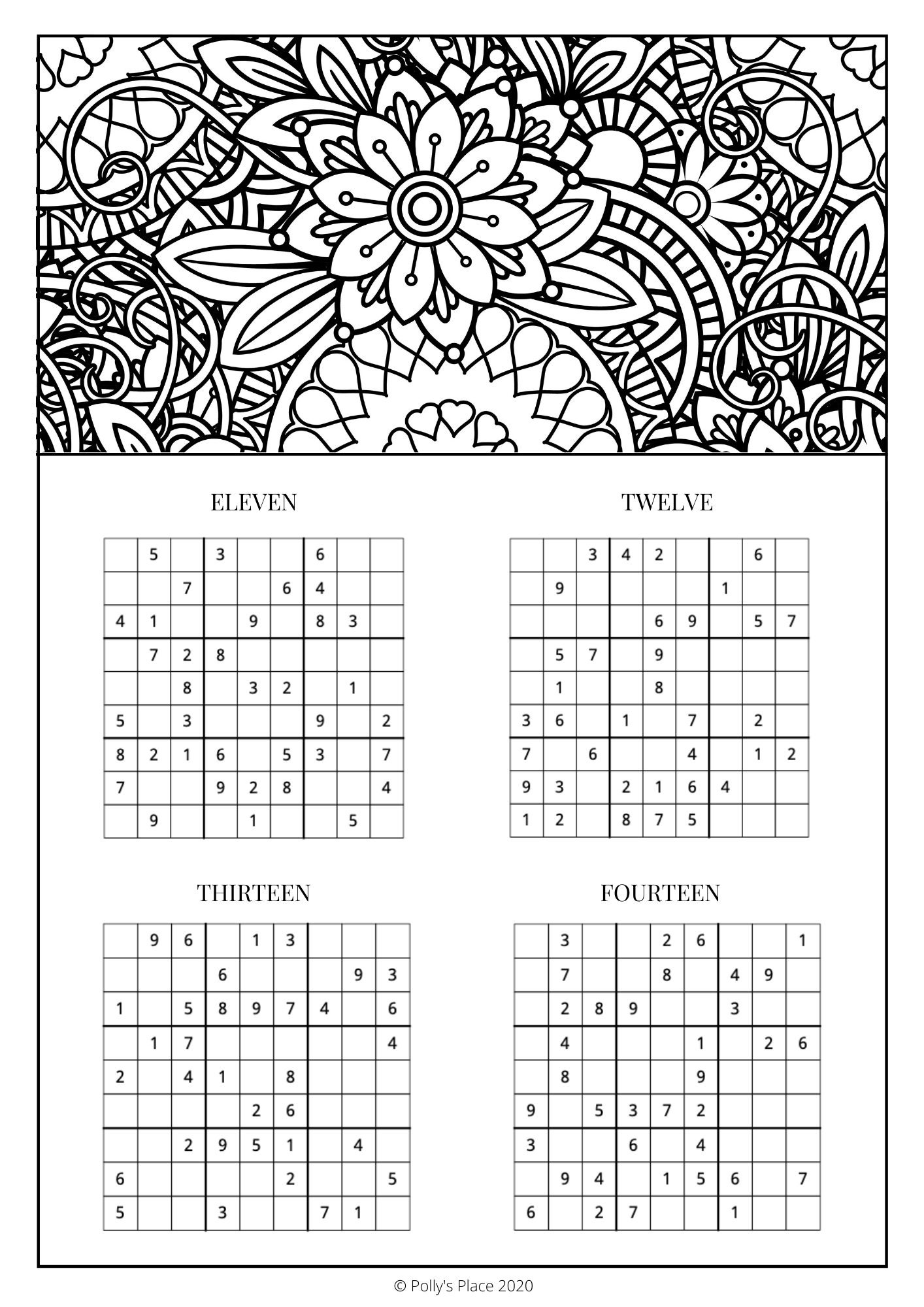 SUDOKU Colouring Book Printable puzzle &amp; adult colouring | Etsy