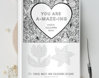 Floral Mazes & Colouring Book {printable puzzle book}