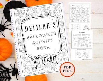 Halloween Activity Book, Personalised. Spooky fun. Halloween gift. Halloween games. {Digital Download}
