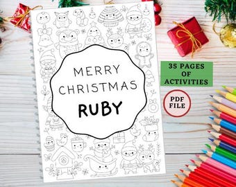 DIGITAL LISTING Merry Christmas Activity Book, Personalised. All different activities and games! Special gift. ++ PDF File. ++