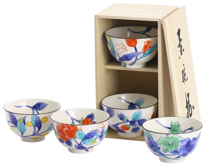 Rice Bowl Set With Authentic Japanese Art Handmade, Made in Japan, Gift Set, Birthday, Christmas