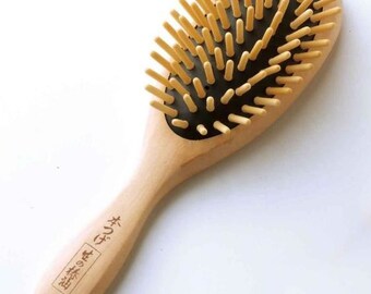 Tsubaki Oil Dipped Japanese Hair Brush | Made in Japan, Hand Painted, Comb, Camellia Oil for Hair, Bamboo