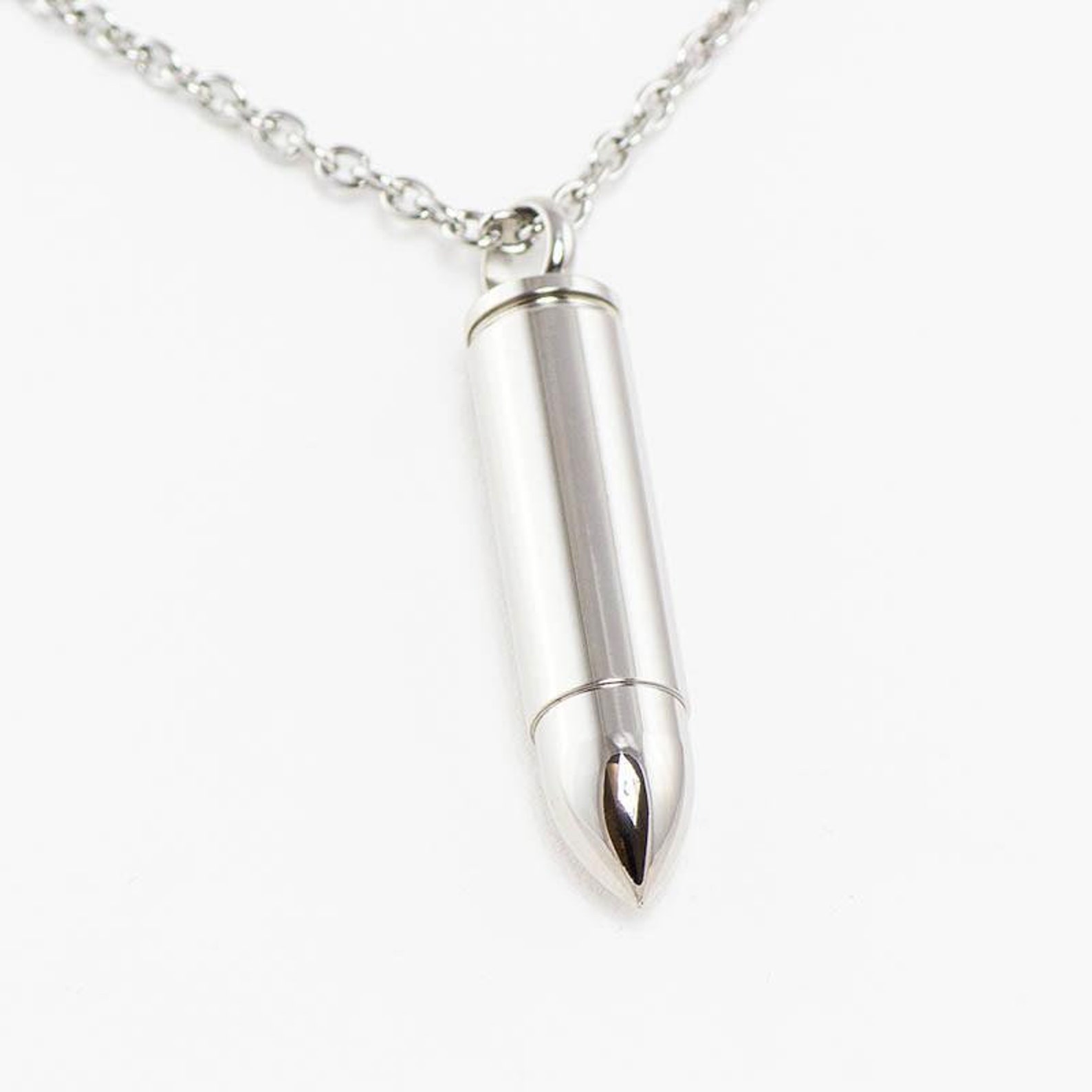 Silver Bullet Cremation Jewelry Bullet Urn Necklace Etsy
