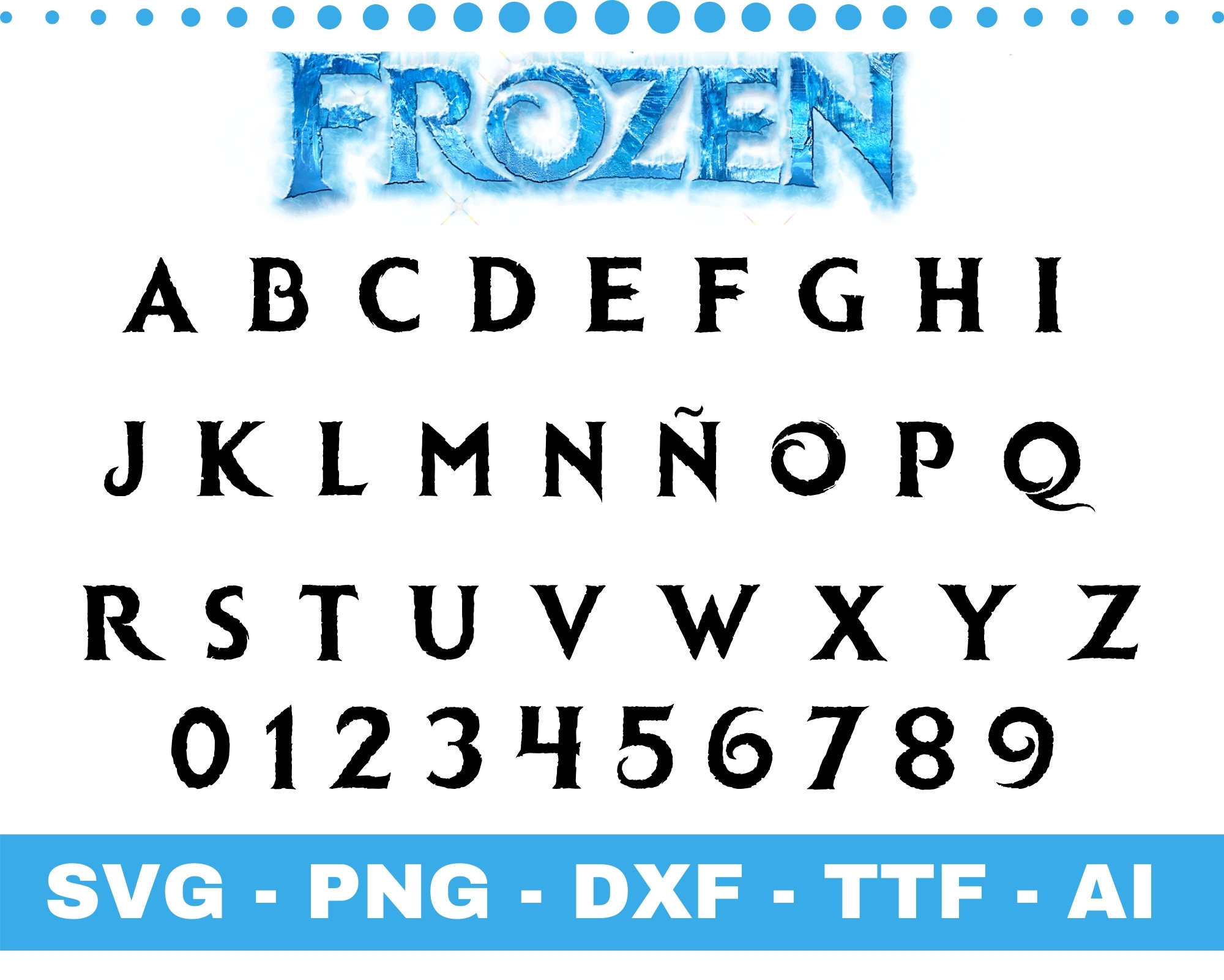 FROZEN Font SVG Cricut fonts PNG font Etsy