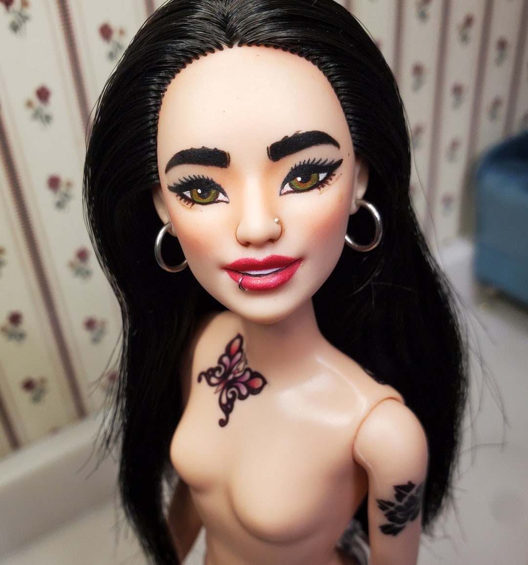 OOAK Asian Petite Pale Barbie Doll Piercings Repaint Tattoos Etsy