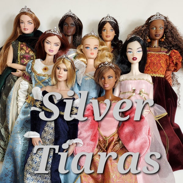 1/6 SILVER Metal Tiara Crown Crystal Phicen Queen Princess Model Muse Doll Hottoys Fashion Royalty TBLeague Silkstone Curvy