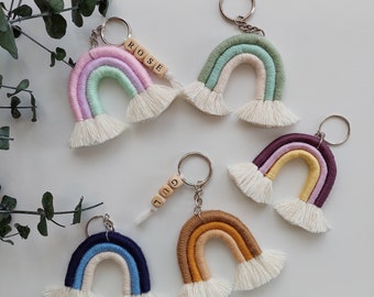 Back to School Supplies, First Day Of School Gift, Mini Macrame Rainbow Keychain, Personalized Gift Macrame, Colored Macrame Accessories