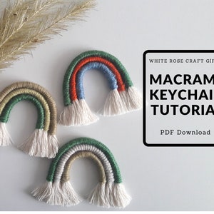 Digital Macrame Rainbow Keychain Pattern Instant Download PDF English image 1