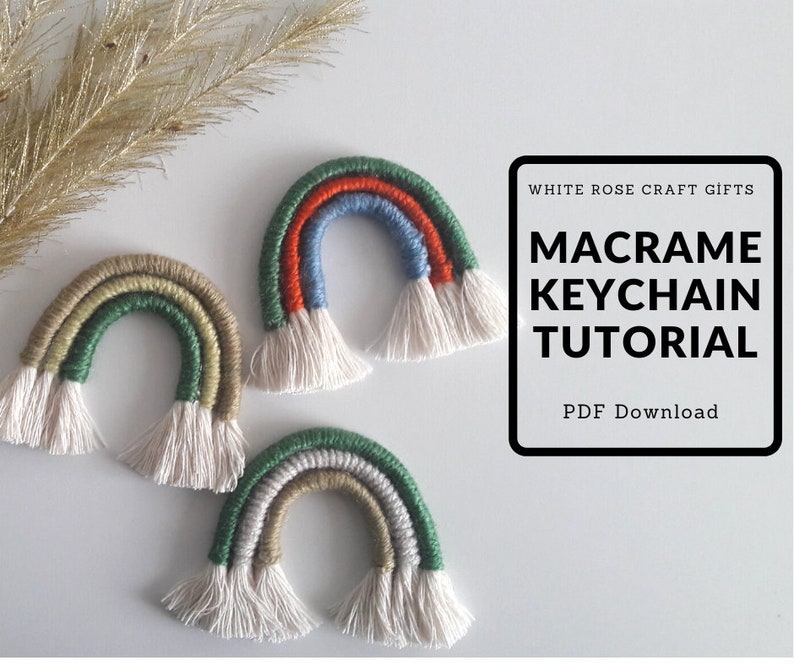 Digital Macrame Rainbow Keychain Pattern Instant Download PDF English image 1