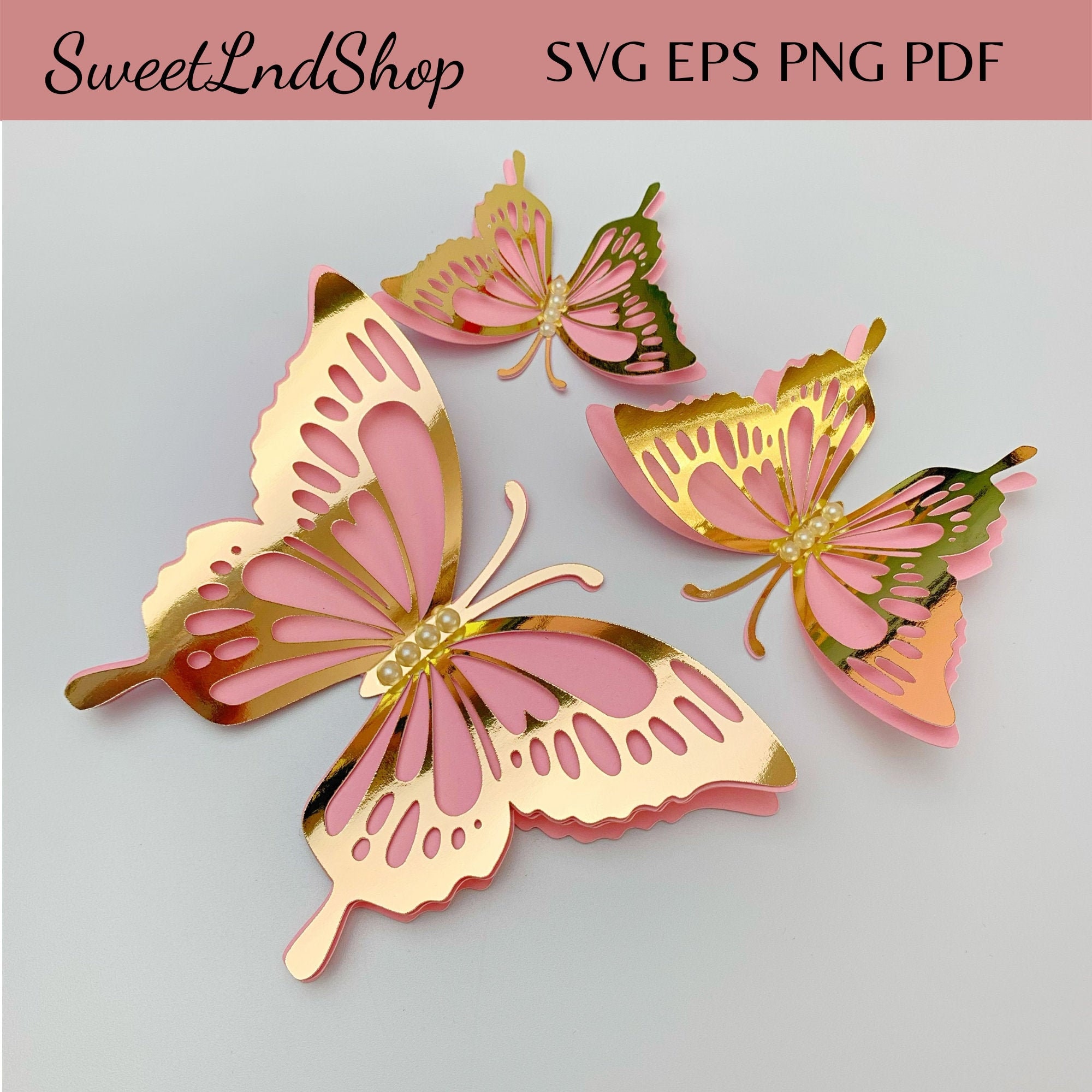 Digital Butterfly SVG PDF EPS 3D Butterfly svg Cut Etsy