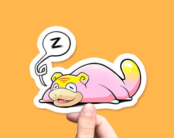 Sleeping Slowpoke Sticker: Glossy, Water-Resistant