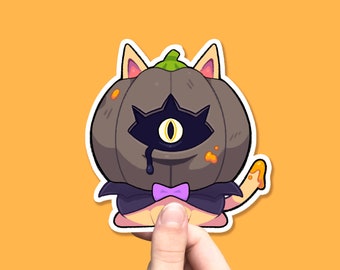 Kot z dyni | Naklejka na Halloween