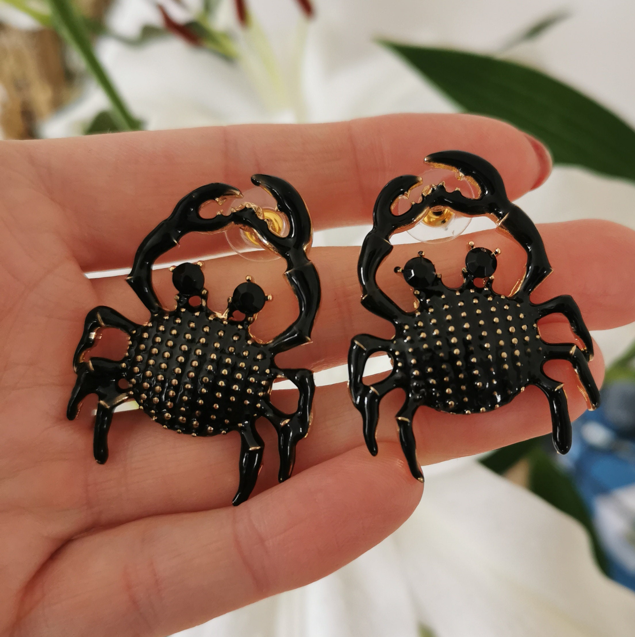 Crab Statement Earrings Enamel Earrings Fun Jewellery Etsy UK