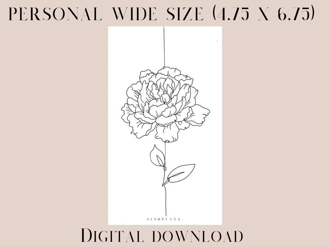 Lineart Peony Personal Wide Printable Dashboard - Etsy