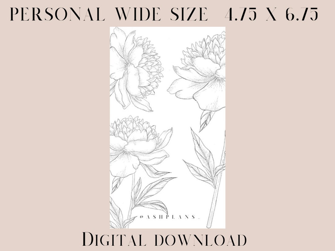Peony Floral Personal Wide Printable Dashboard - Etsy