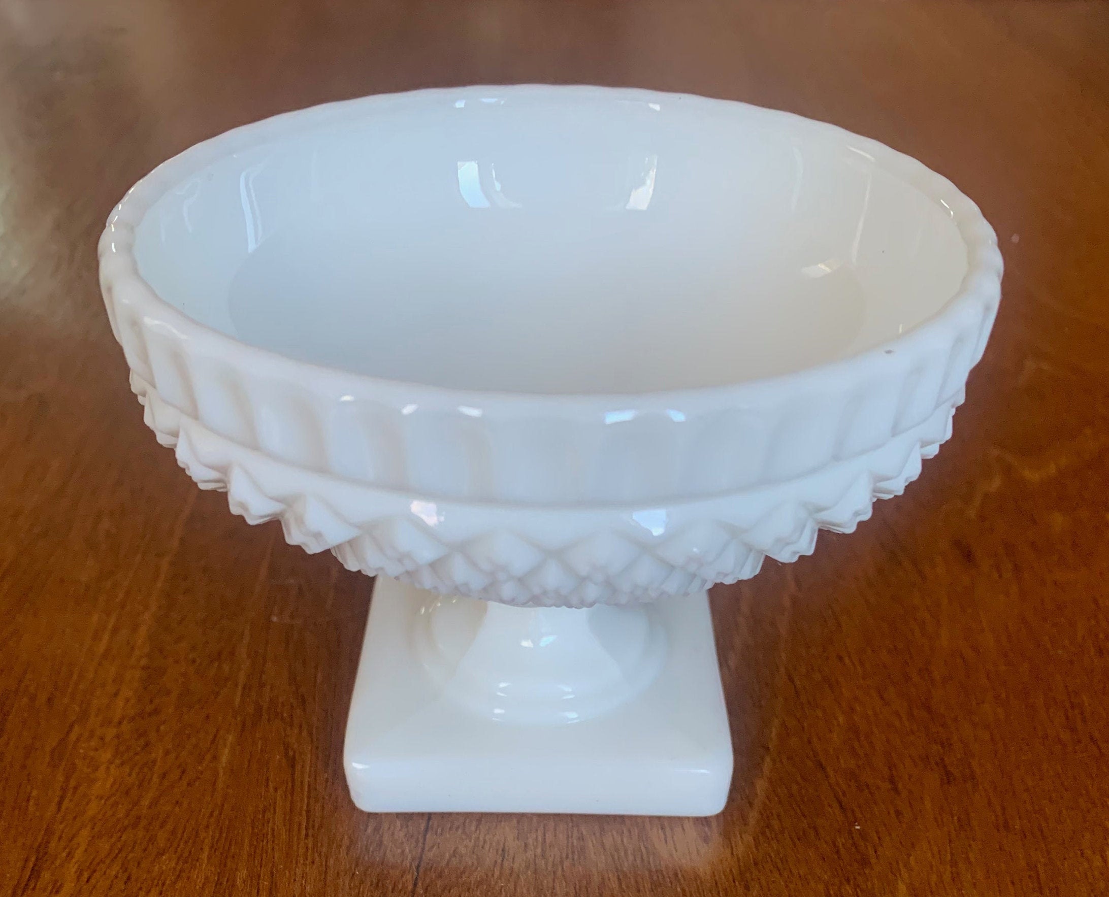 Vintage Milk Glass Footed Stemmed Candy Dish Bowl Etsy UK