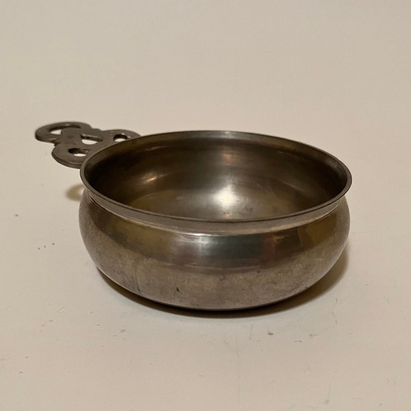 Vintage Stieff Pewter Porringer - small bowl with flat handle - wonderful for trinket dish