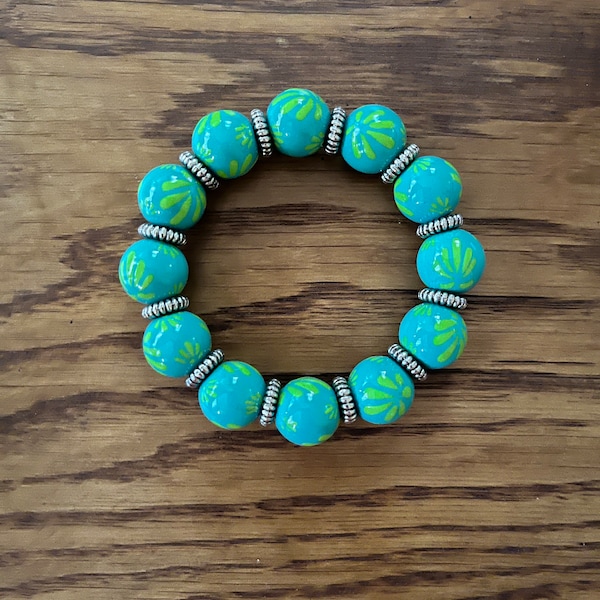 Angela Moore, Hand painted beaded jewelry, bracelet, Newport RI