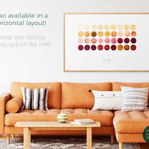 Carta de colores de vino / Arte de pared imprimible vertical, impresión de acuarela minimalista moderna para la cocina, el bar o la sala de estar / DESCARGA INSTANTÁNEA imagen 5
