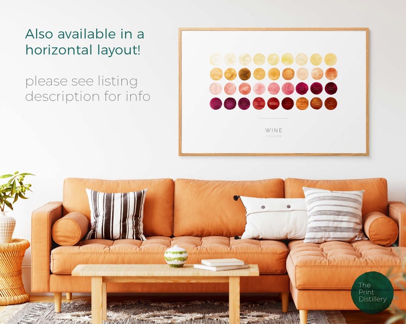 Carta de colores de vino / Arte de pared imprimible vertical, impresión de acuarela minimalista moderna para la cocina, el bar o la sala de estar / DESCARGA INSTANTÁNEA imagen 5