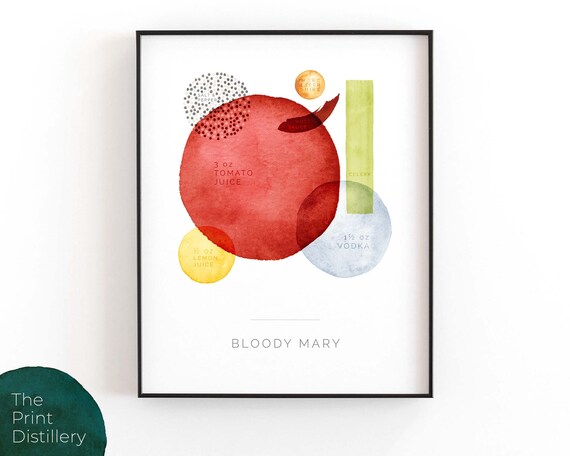 Bloody Mary Printable Wall Art Modern Minimalist Watercolor | Etsy