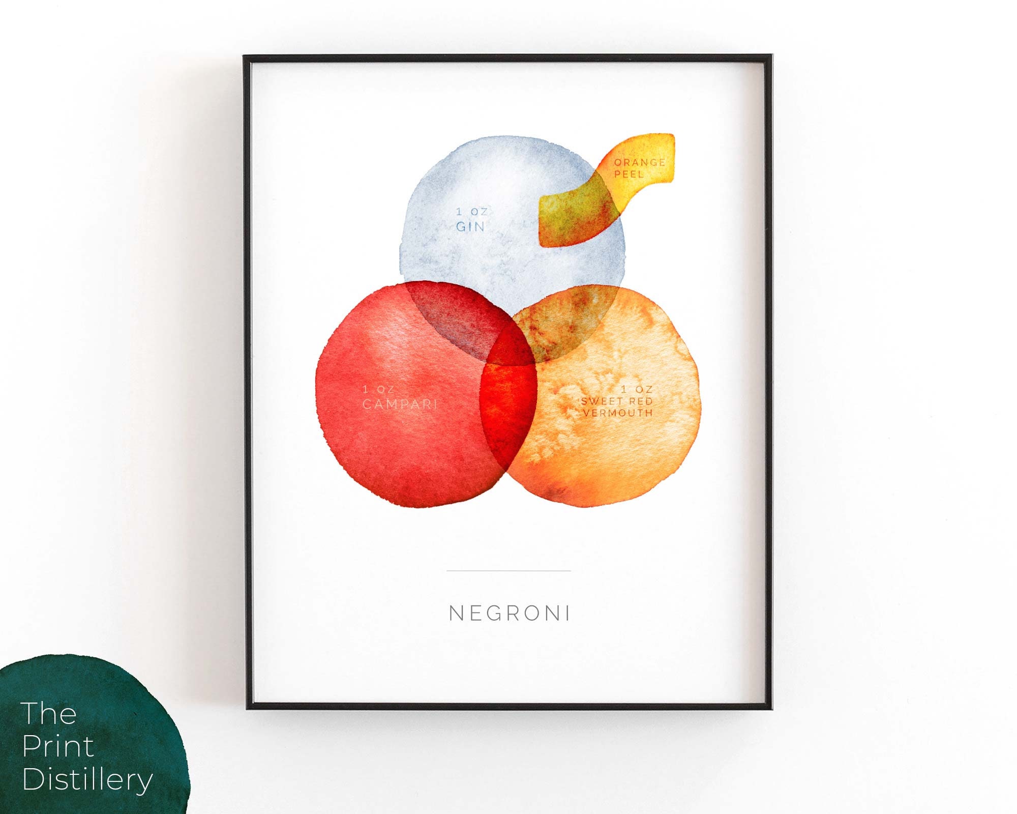 Negroni | Printable Wall Art, Modern Minimalist Watercolor Cocktail Print for the Kitchen, Bar, or Living Room | INSTANT DOWNLOAD