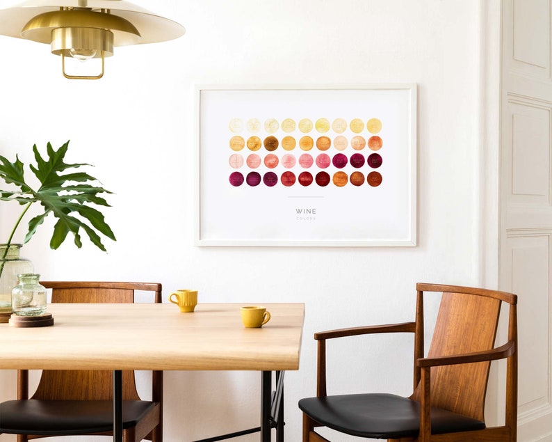 Wine Color Chart Horizontal Printable Wall Art Modern | Etsy