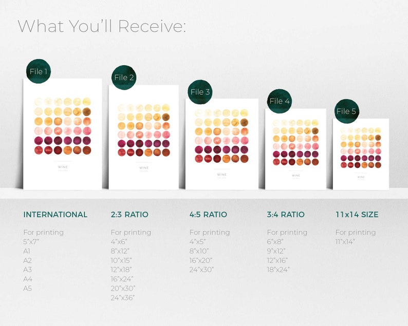 Carta de colores de vino / Arte de pared imprimible vertical, impresión de acuarela minimalista moderna para la cocina, el bar o la sala de estar / DESCARGA INSTANTÁNEA imagen 3