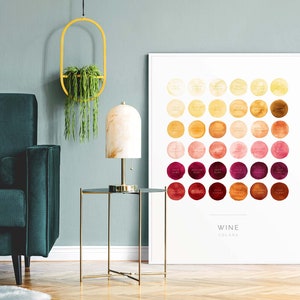 Carta de colores de vino / Arte de pared imprimible vertical, impresión de acuarela minimalista moderna para la cocina, el bar o la sala de estar / DESCARGA INSTANTÁNEA imagen 6