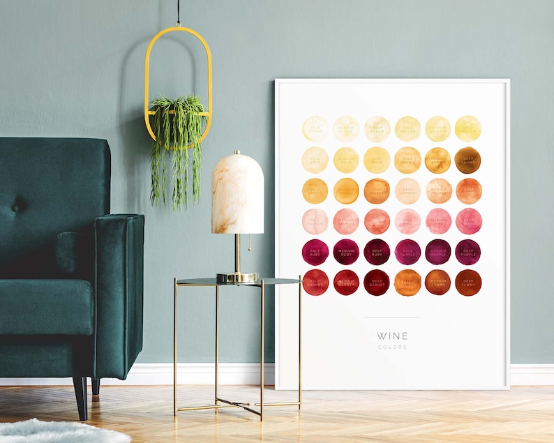 Carta de colores de vino / Arte de pared imprimible vertical, impresión de acuarela minimalista moderna para la cocina, el bar o la sala de estar / DESCARGA INSTANTÁNEA imagen 6