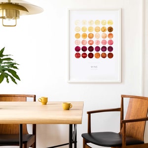Carta de colores de vino / Arte de pared imprimible vertical, impresión de acuarela minimalista moderna para la cocina, el bar o la sala de estar / DESCARGA INSTANTÁNEA imagen 4