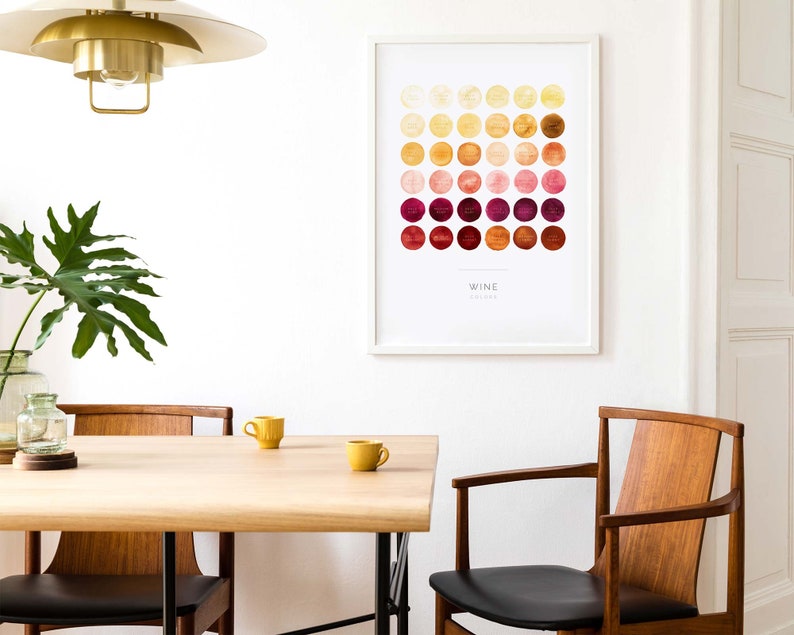 Carta de colores de vino / Arte de pared imprimible vertical, impresión de acuarela minimalista moderna para la cocina, el bar o la sala de estar / DESCARGA INSTANTÁNEA imagen 4