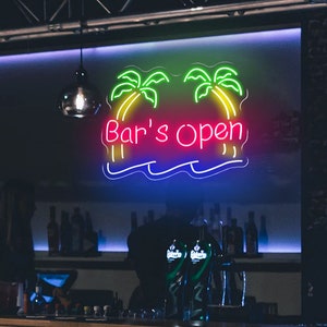 Bar&#39;s Open,Custom Neon Sign,Neon Bar Sign,Home Pub Wall Art,Neon Bar Decor,Led Light Sign for Man Cave Beer Bar,Home Bar Sign,Gift for Him